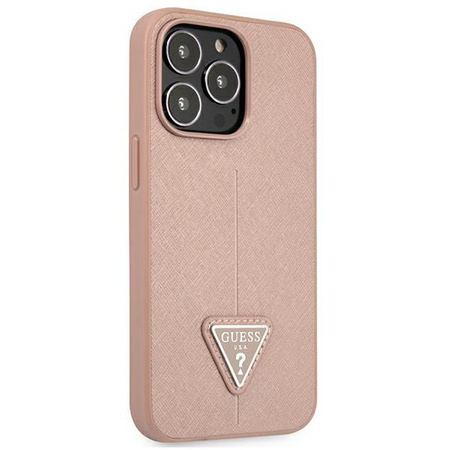 Guess Saffiano Triangle Logo Case - iPhone 13 Pro Max Case (pink)