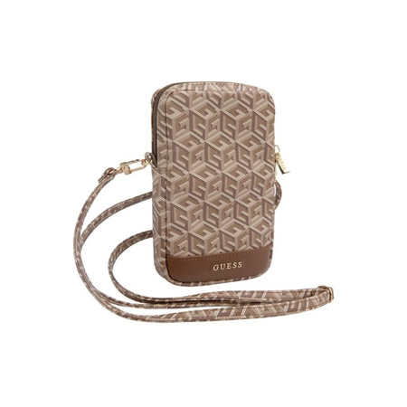Guess Zip GCube alsó csíkos - telefon táska (barna)
