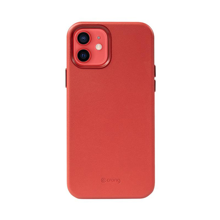 Crong Essential Cover mágneses tok - iPhone 12 / iPhone 12 Pro MagSafe bőrtok (piros)