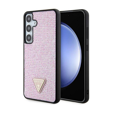 Guess Rhinestone Triangle - Hülle für Samsung Galaxy S24+ (Rosa)