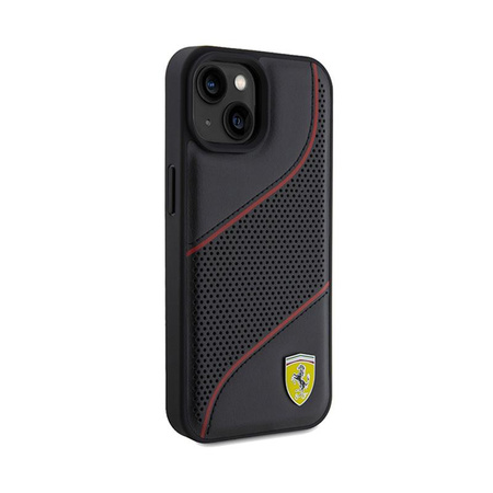 Ferrari Perforované kovové logo Waves - pouzdro na iPhone 15 (černé)