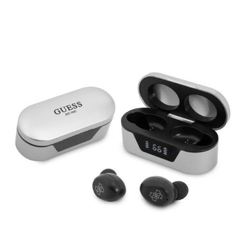 Guess True Wireless Earphones BT5.0 5H - TWS écouteurs + étui de chargement (argent)