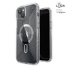 Speck Presidio Lux Grip ClickLock & Magsafe - Coque pour iPhone 15 Plus (Transparente / Finition Chrome / Argent Serein)