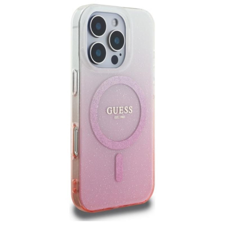 Guess IML Glitter Gradient MagSafe - Hülle iPhone 16 Pro (Rosa)