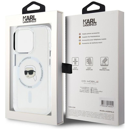 Karl Lagerfeld IML Metal Karl Head MagSafe - Etui do iPhone 15 Pro Max (biały)