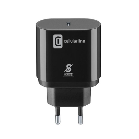 Cellularline - USB-C szupergyors töltő 25W (Samsunghoz tervezve) hálózati töltő (fekete)