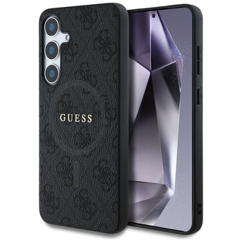 Guess Leather 4G Colored Ring Classic Logo MagSafe - Case for Samsung Galaxy S25+ (black)