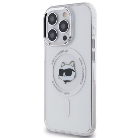 Karl Lagerfeld IML Metall Choupette Kopf MagSafe - iPhone 14 Pro Tasche (weiß)