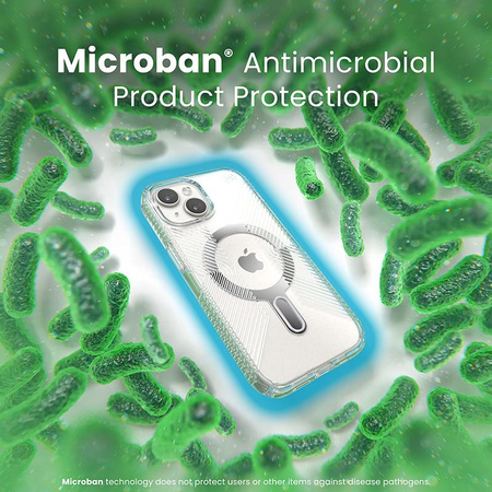 Speck Presidio Perfect-Clear Grip ClickLock & MagSafe - Kryt pro iPhone 16e / iPhone 15 / iPhone 14 / iPhone 13 (Průhledný / Chromovaný povrch / Stříbrná)