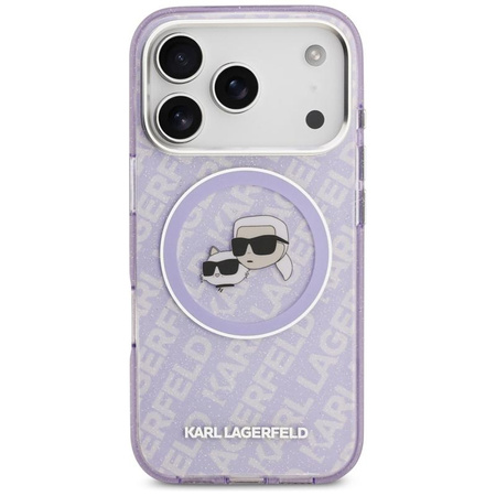 Karl Lagerfeld IML Glitter Karl & Choupette Heads Logo MagSafe - Case for iPhone 17 Pro Max (purple)
