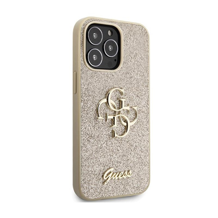 Pouzdro Guess Glitter Script Big 4G - iPhone 13 Pro Max (zlaté)