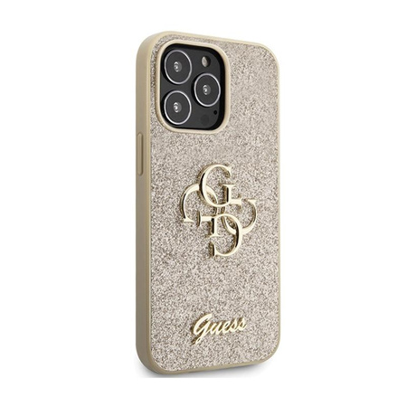 Guess Glitter Script Big 4G - iPhone 13 Pro Max Tasche (Gold)