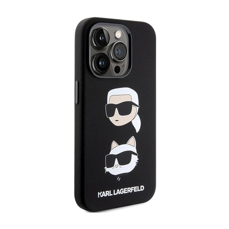 Karl Lagerfeld Silicone Karl & Choupette Heads - Coque iPhone 15 Pro (noir)