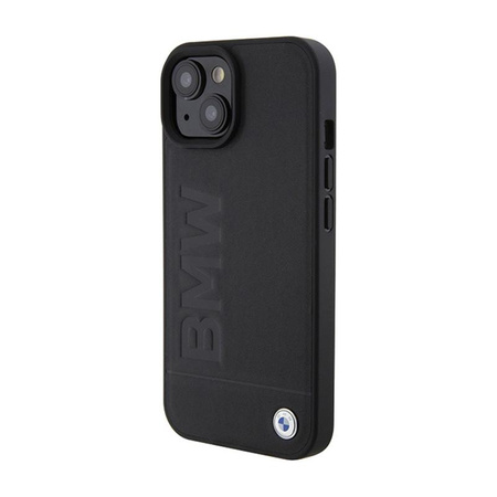 BMW Leder Hot Stamp - iPhone 15 Tasche (schwarz)