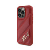 Karl Lagerfeld Diagonal Quilted Script - Coque pour iPhone 15 Pro (rouge)