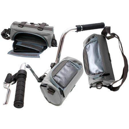 Dunlop - Handlebar bike bag / pannier with smartphone pocket (grey)