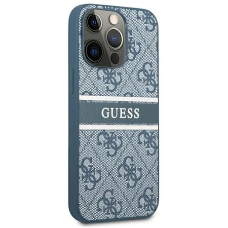 Guess 4G Printed Stripe - Coque pour iPhone 13 Pro Max (bleu)