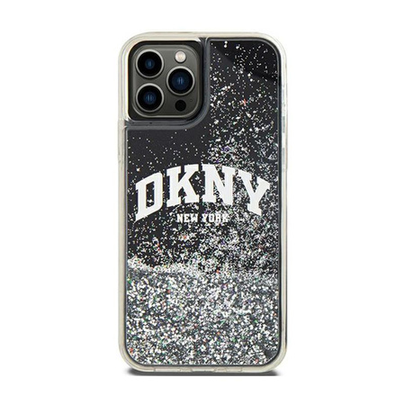 DKNY Liquid Glitter Big Logo - pouzdro pro iPhone 12 / iPhone 12 Pro (černé)