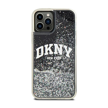 DKNY Liquid Glitter Big Logo - Etui iPhone 12 / iPhone 12 Pro (czarny)