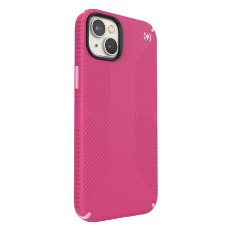 Speck Presidio2 Grip MagSafe - Custodia antiscivolo per iPhone 14 Plus (Digitalpink / Blossompink / Bianco)