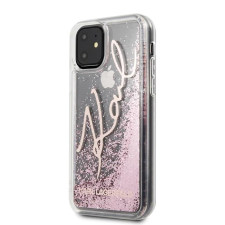 Karl Lagerfeld Signature Glitter Case - iPhone 11 Hülle (Rose Gold)