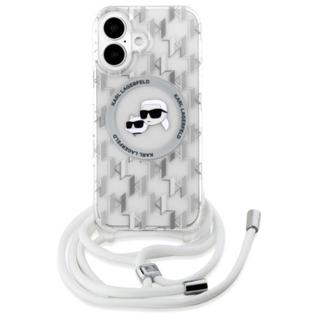 Karl Lagerfeld IML Crossbody Monogramm Karl & Choupette Head MagSafe - iPhone 16 Tasche (Transparent)