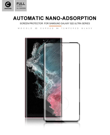 Mocolo 3D 9H Full Glue - Celoplošné ochranné sklo pro Samsung S22 Ultra (černé)