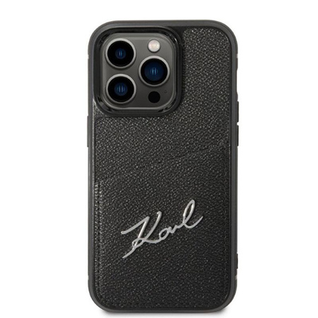 Karl Lagerfeld Signature Logo Cardslot - iPhone 14 Pro tok (fekete)