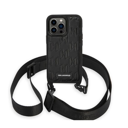 Karl Lagerfeld Monogram Plaque Logo Strap - pouzdro pro iPhone 14 Pro Max (černé)