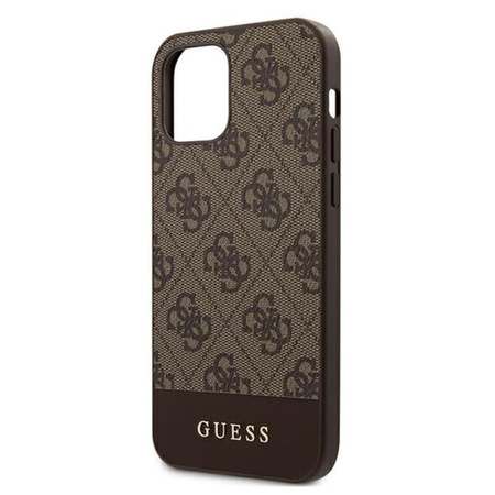 Guess 4G Bottom Stripe Collection - pouzdro pro iPhone 12 / iPhone 12 Pro (hnědé)