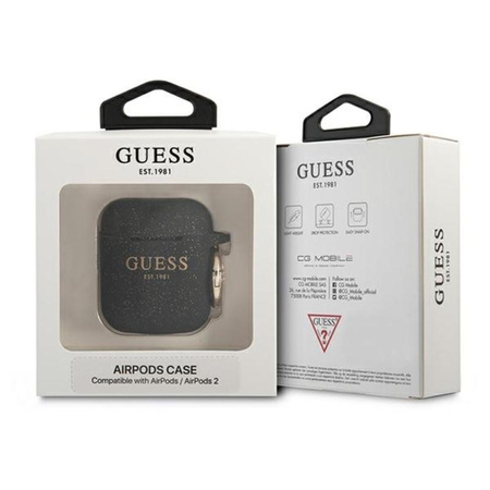 Guess Silicone Glitter Case Est - Airpods Hülle (schwarz)