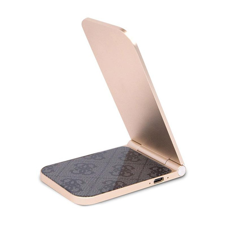 Guess 4G Pattern MagSafe - Faltbares indirektes 2-in-1-Ladegerät mit MagSafe für iPhone und AirPods 15W (schwarz)