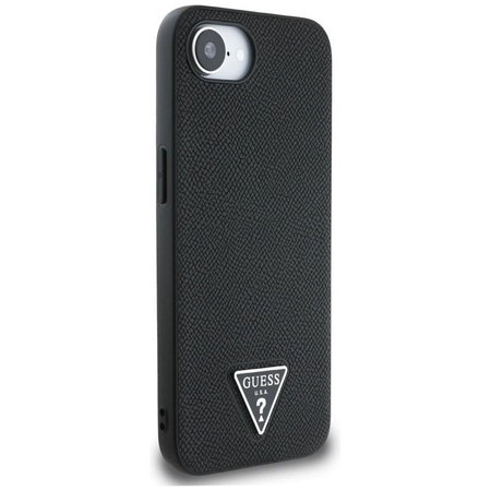 Guess Triangle Grainé MagSafe - étui pour iPhone 16e (noir)