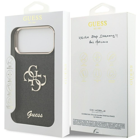 Guess Fixed Glitter Big 4G Metal Frame - Hülle iPhone 17 Pro Max (schwarz)