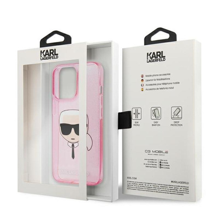 Karl Lagerfeld Karl's Head Glitter - iPhone 13 Pro Case (pink)
