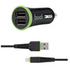 Budi - Autótöltő 2x USB, 17W + Lightning kábel (fekete)
