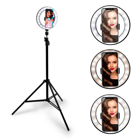 Grundig - LED-Ringlicht mit Stativ für Fotos, Selfie, Make-up