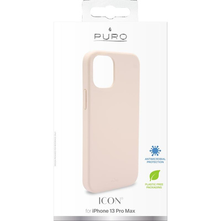 PURO ICON Cover - iPhone 13 Pro Max Case with Antimicrobial Protection (Sand Pink)