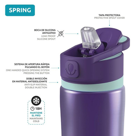 Quokka Spring - Stainless steel thermal bottle bidon with quick opening system 600 ml (Bondi)