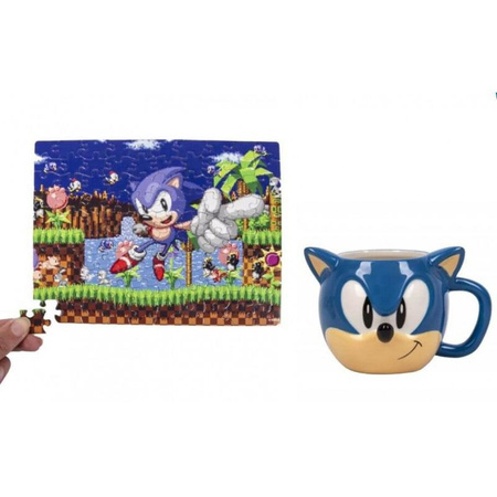 Sonic the Hedgehog - 3D kerámia bögre 250 ml + puzzle 100 darab