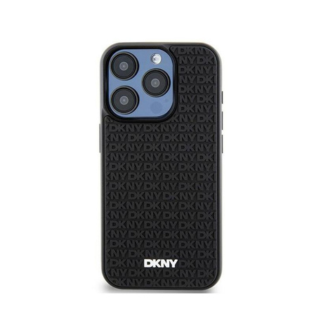 DKNY 3D Rubber Repeat Pattern - Hülle für iPhone 15 Pro (Schwarz)