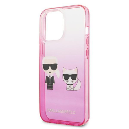 Karl Lagerfeld Farbverlauf Ikonik Karl & Choupette - iPhone 13 Pro Tasche (rosa)