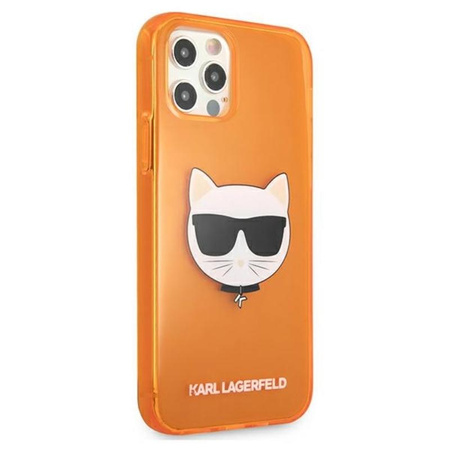 Karl Lagerfeld Choupette Head - pouzdro pro iPhone 12 / iPhone 12 Pro (fluo oranžová)