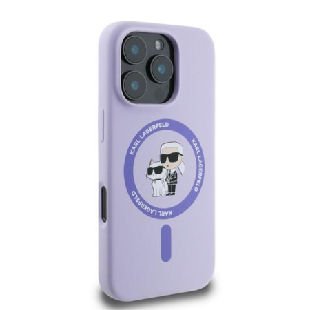 Karl Lagerfeld Silicone Karl & Choupette Ring MagSafe - Coque iPhone 16 Pro Max (violet)