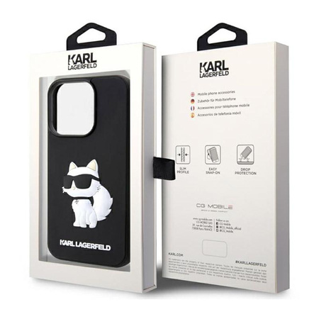 Karl Lagerfeld 3D gumi NFT Choupette - iPhone 14 Pro Max tok (fekete)