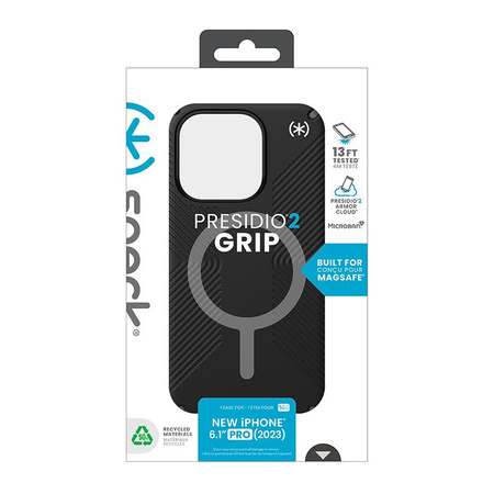 Speck Presidio2 Grip Magsafe - iPhone 15 Pro Case (Black / Slate Grey / White)