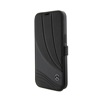Mercedes Booktype Étui en cuir à motif de vagues - iPhone 15 Pro Case (noir)