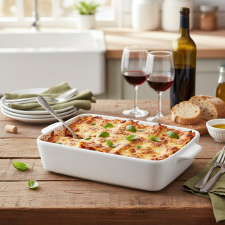 Alpina - Kerámia téglalap alakú sütőtál 28x18x6 cm (fehér)