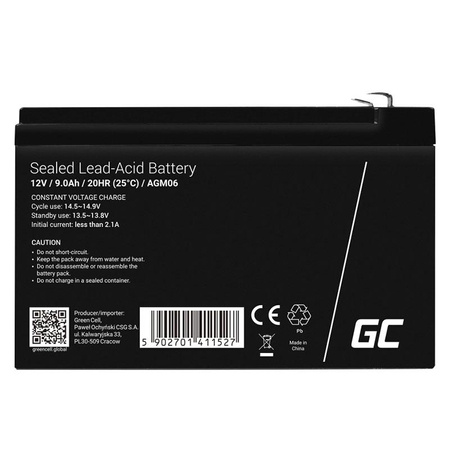 Green Cell - AGM VRLA 12V 9Ah maintenance free battery for UPS