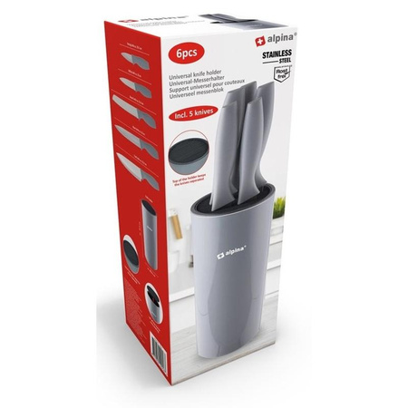 Alpina - Set de couteaux avec support (Gris)